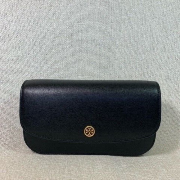 NEW Tory Burch Robinson Black Saffiano Leather Chain Wallet/MINI Crossbody Bag - Picture 3 of 13